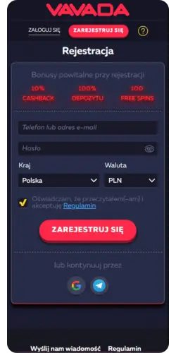 Rejestracja Vavada